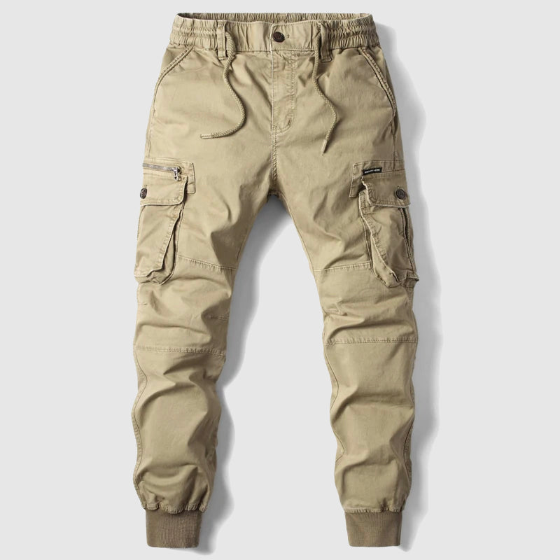 Men's Cargo Jogger Trousers - Cuffed Ankle Woven Multi Pocket