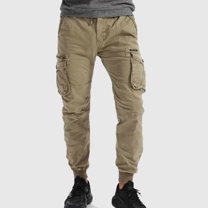Men's Cargo Jogger Trousers - Cuffed Ankle Woven Multi Pocket