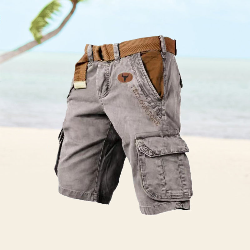 Men's Cargo Shorts - Multi-Pocket Knee-Length Woven Shorts
