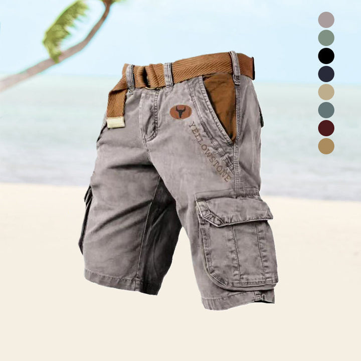 Men's Cargo Shorts - Multi-Pocket Knee-Length Woven Shorts