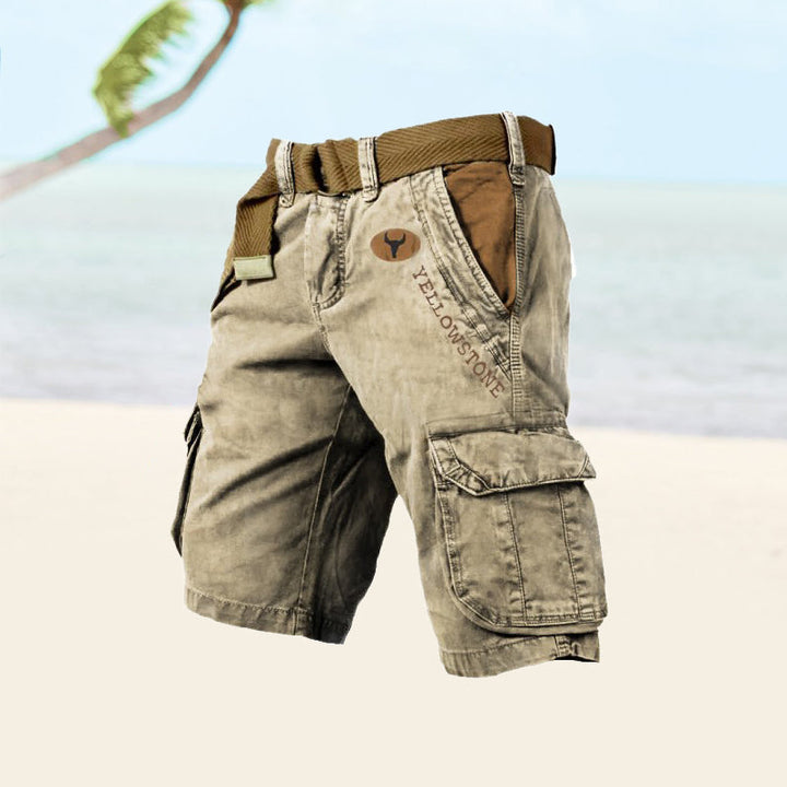 Men's Cargo Shorts - Multi-Pocket Knee-Length Woven Shorts