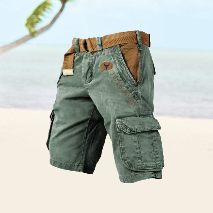 Men's Cargo Shorts - Multi-Pocket Knee-Length Woven Shorts