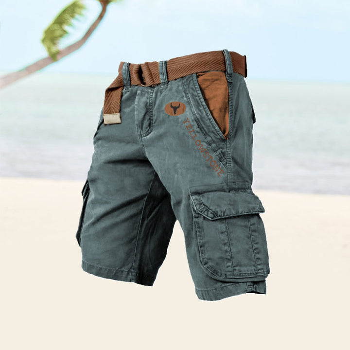 Men's Cargo Shorts - Multi-Pocket Knee-Length Woven Shorts