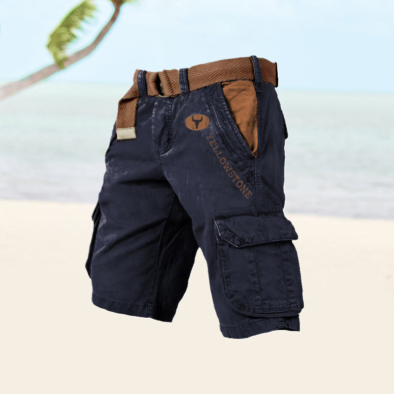 Men's Cargo Shorts - Multi-Pocket Knee-Length Woven Shorts