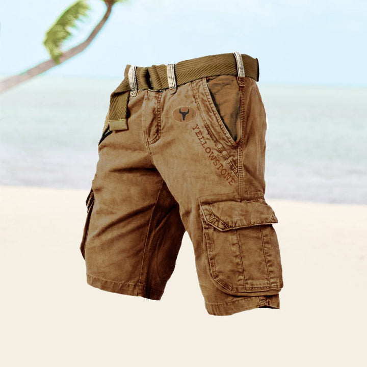 Men's Cargo Shorts - Multi-Pocket Knee-Length Woven Shorts