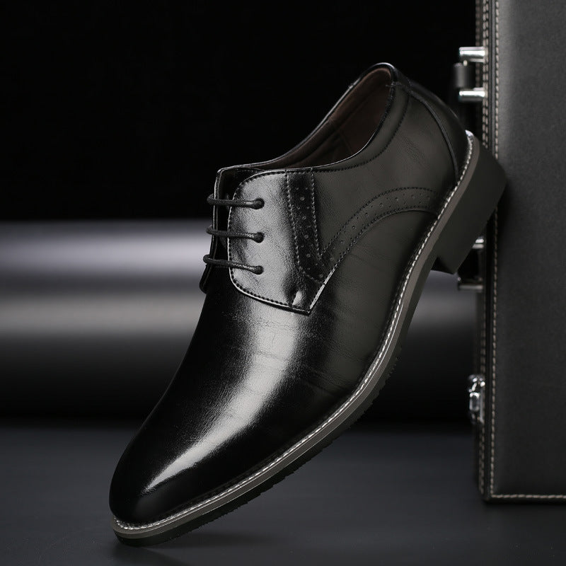Men's Derby Shoes - Lace Up Leather Pointed Toe