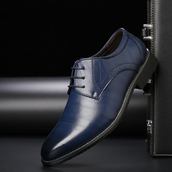 Men's Derby Shoes - Lace Up Leather Pointed Toe