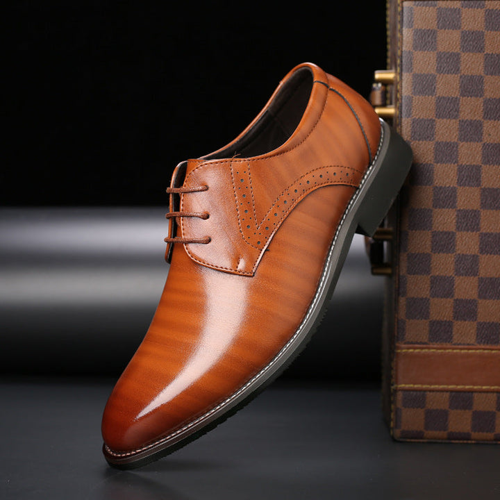 Men's Derby Shoes - Lace Up Leather Pointed Toe
