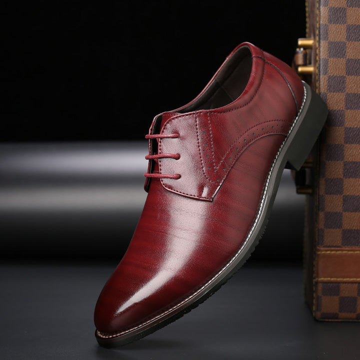 Men's Derby Shoes - Lace Up Leather Pointed Toe