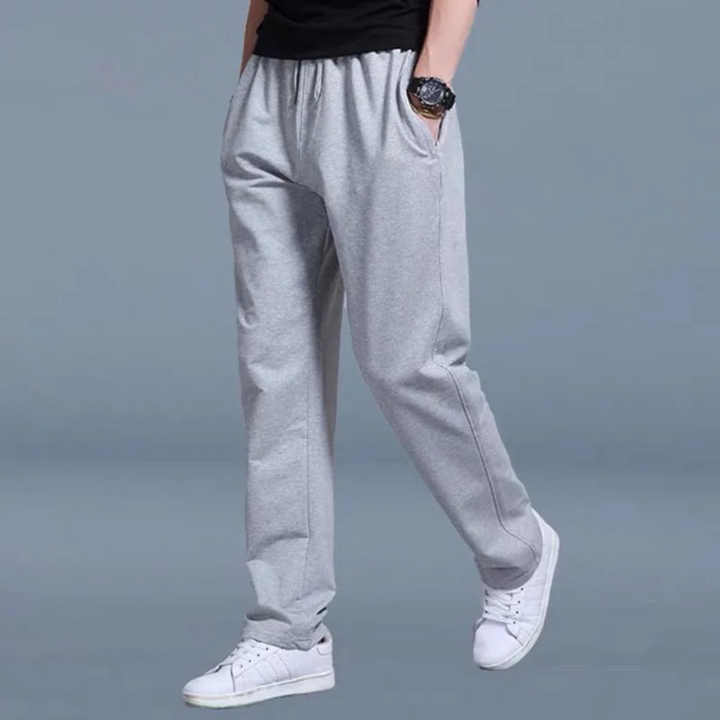 Men's Drawstring Sweatpants - Elastic Waist Straight Leg Jersey Knit