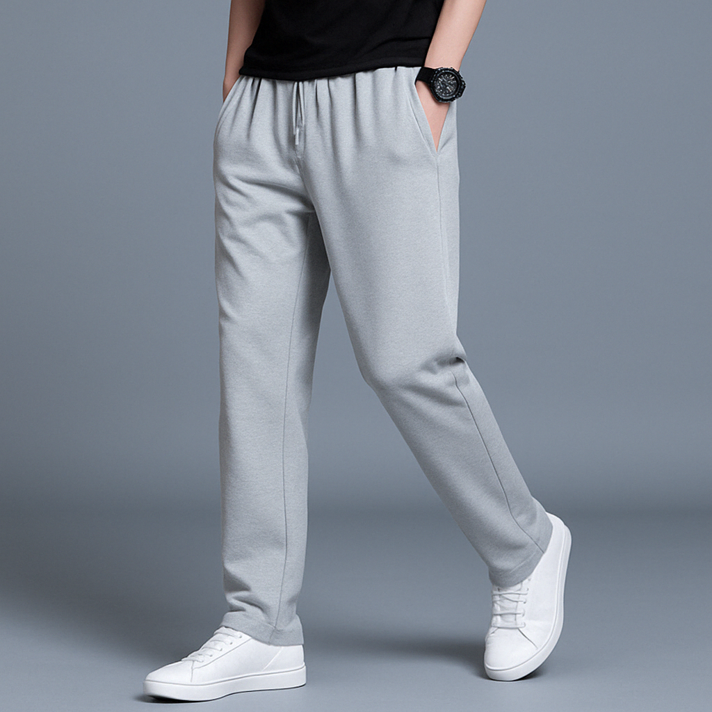 Men's Drawstring Sweatpants - Elastic Waist Straight Leg Jersey Knit