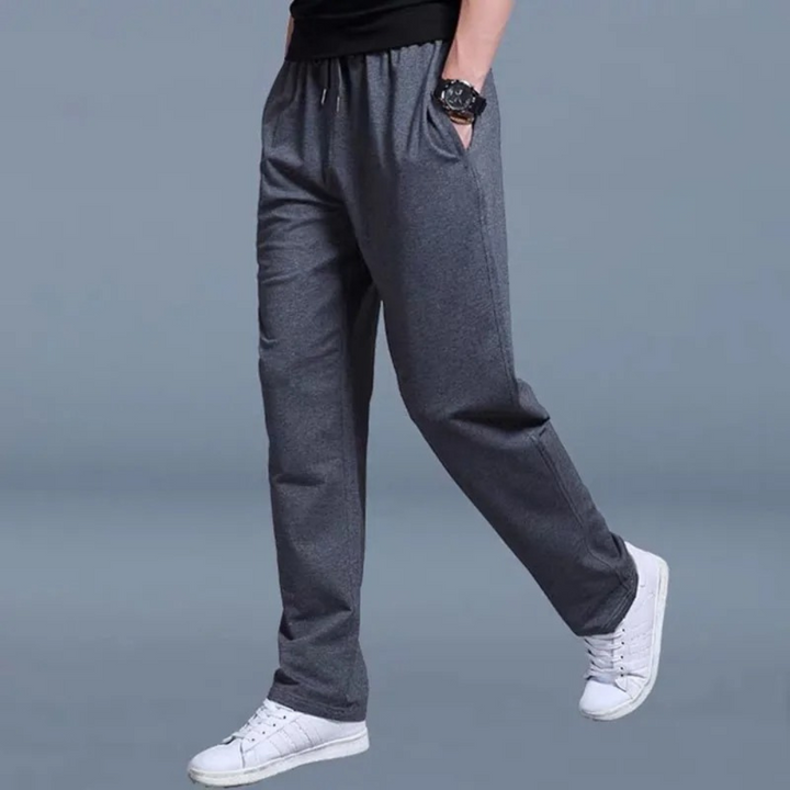 Men's Drawstring Sweatpants - Elastic Waist Straight Leg Jersey Knit