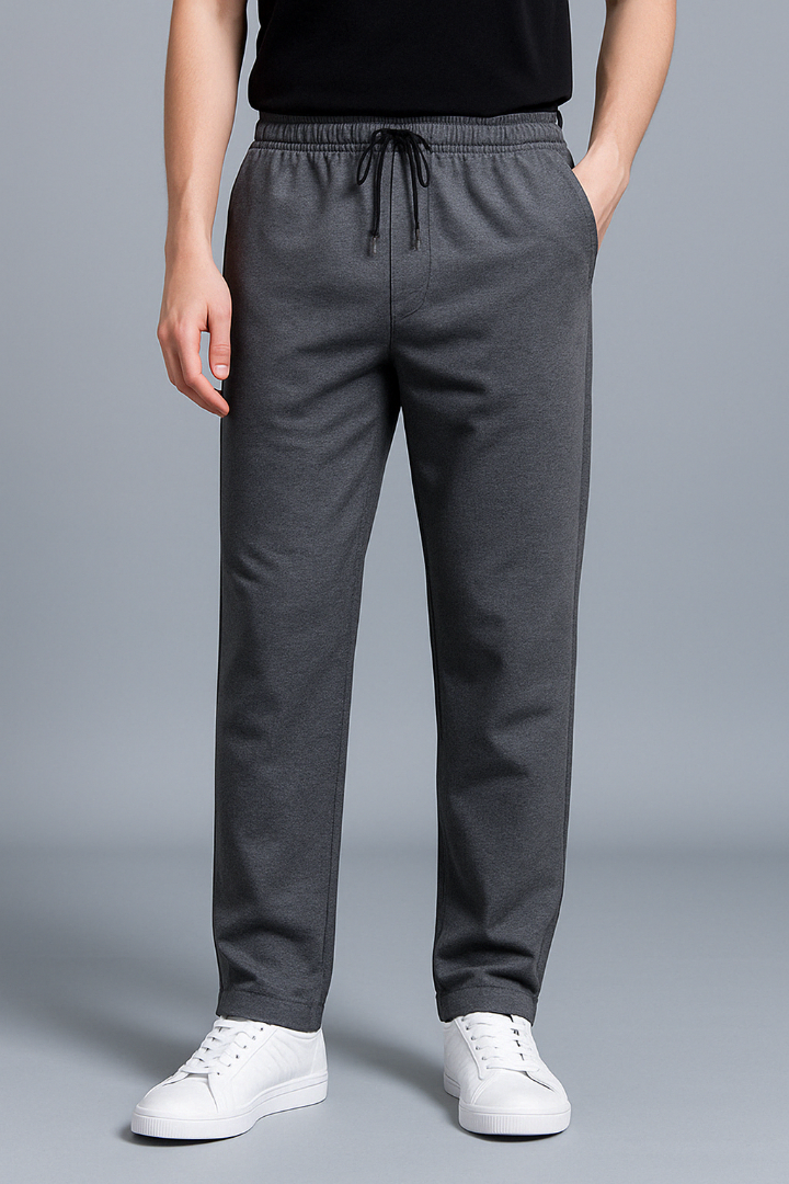 Men's Drawstring Sweatpants - Elastic Waist Straight Leg Jersey Knit