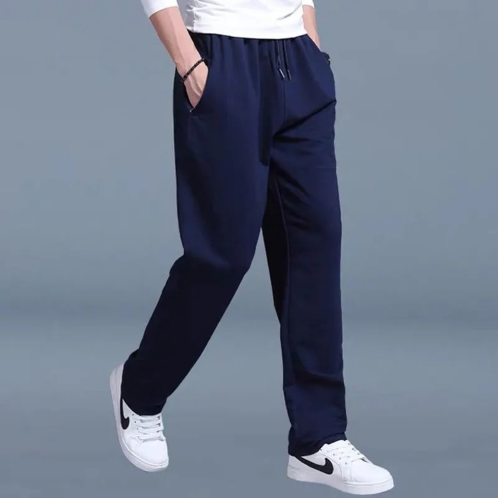 Men's Drawstring Sweatpants - Elastic Waist Straight Leg Jersey Knit