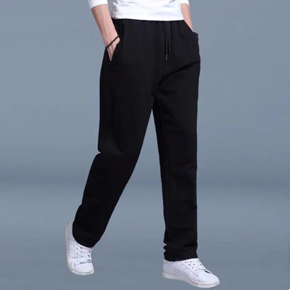 Men's Drawstring Sweatpants - Elastic Waist Straight Leg Jersey Knit