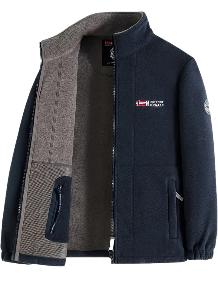 Men's Fleece Jacket - Full Zip Stand Collar Outdoor Top