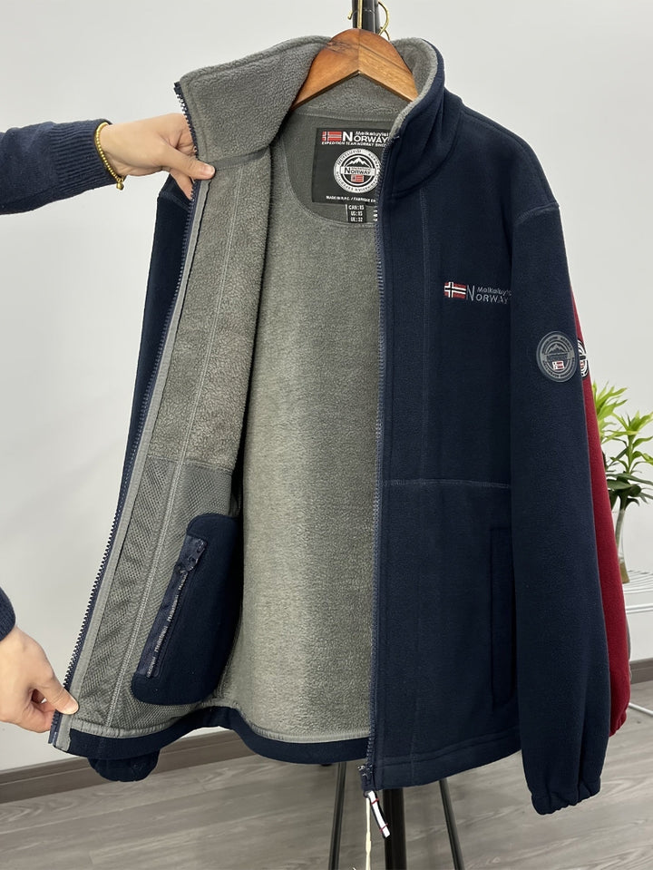 Men's Fleece Jacket - Full Zip Stand Collar Outdoor Top