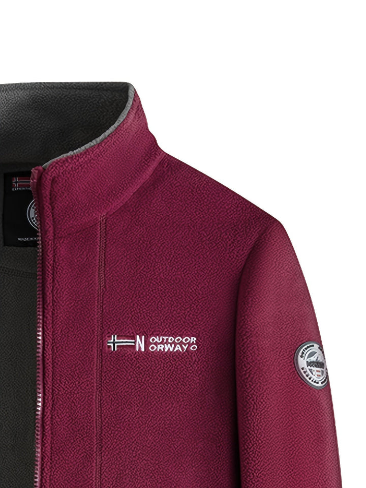 Men's Fleece Jacket - Full Zip Stand Collar Outdoor Top