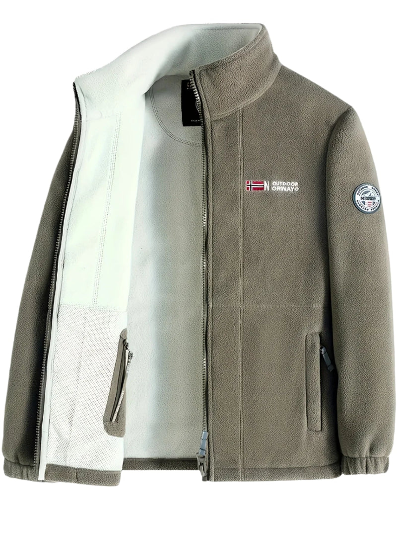 Men's Fleece Jacket - Full Zip Stand Collar Outdoor Top