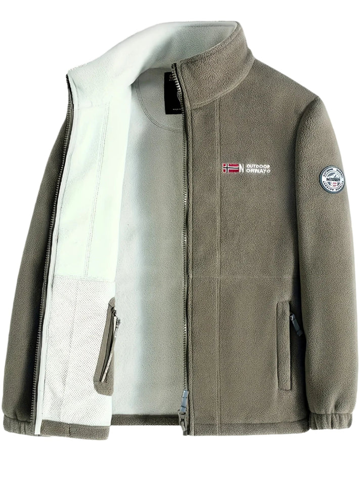 Men's Fleece Jacket - Full Zip Stand Collar Outdoor Top