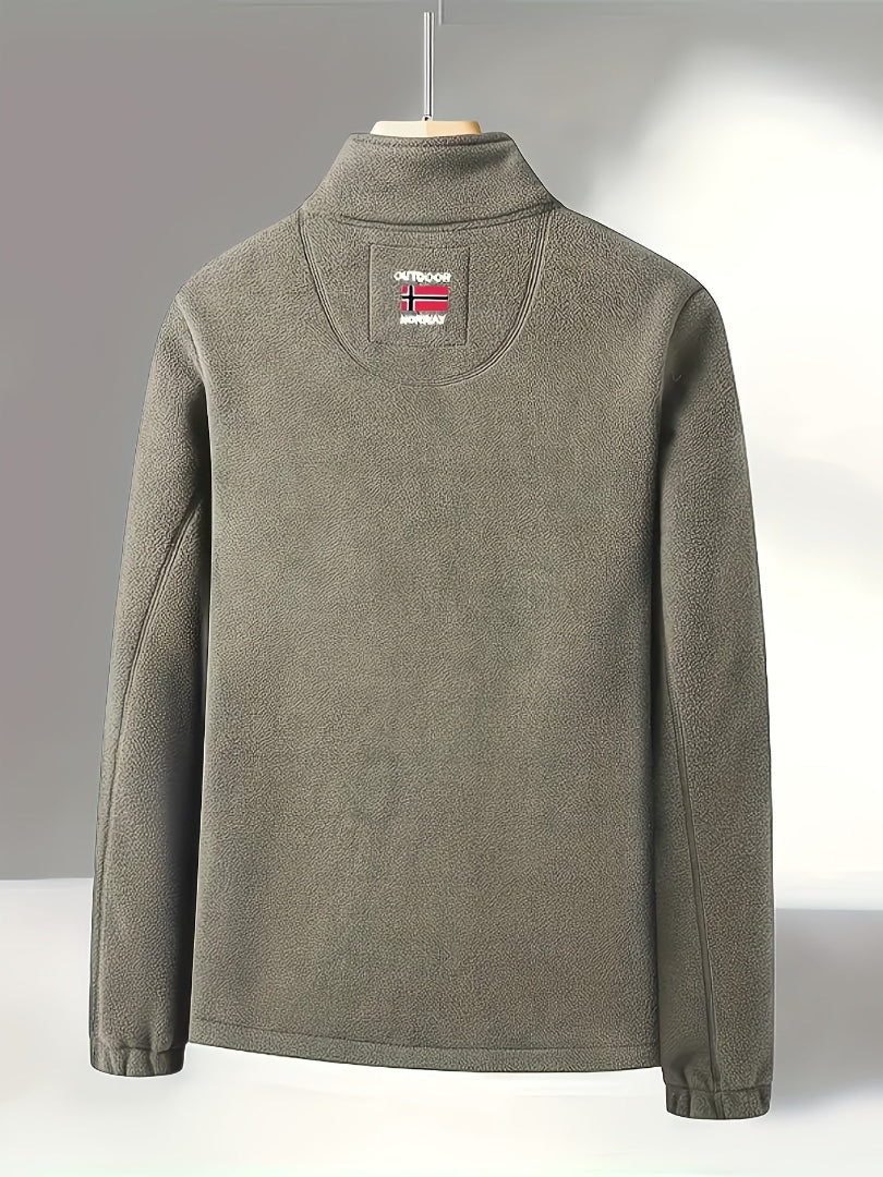 Men's Fleece Jacket - Full Zip Stand Collar Outdoor Top