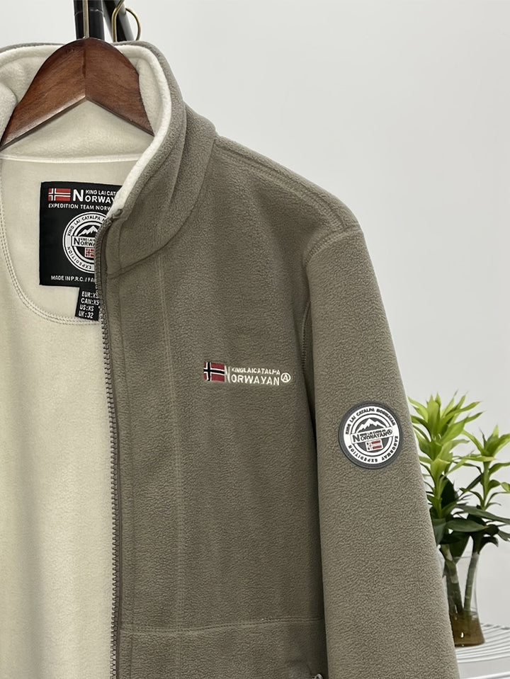 Men's Fleece Jacket - Full Zip Stand Collar Outdoor Top