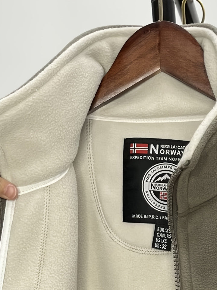 Men's Fleece Jacket - Full Zip Stand Collar Outdoor Top
