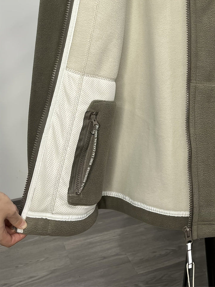Men's Fleece Jacket - Full Zip Stand Collar Outdoor Top