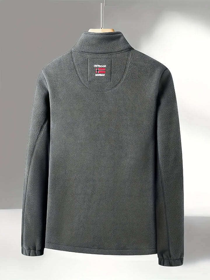 Men's Fleece Jacket - Full Zip Stand Collar Outdoor Top