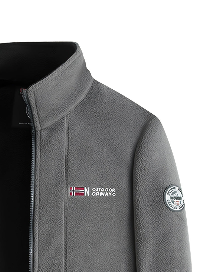 Men's Fleece Jacket - Full Zip Stand Collar Outdoor Top