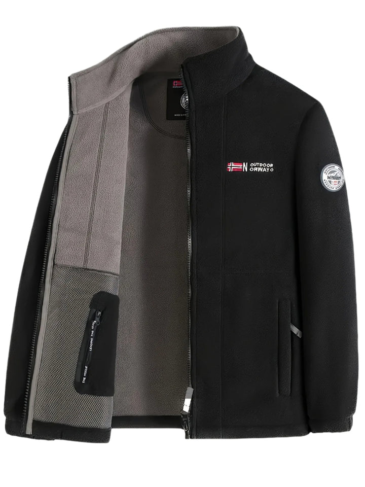 Men's Fleece Jacket - Full Zip Stand Collar Outdoor Top