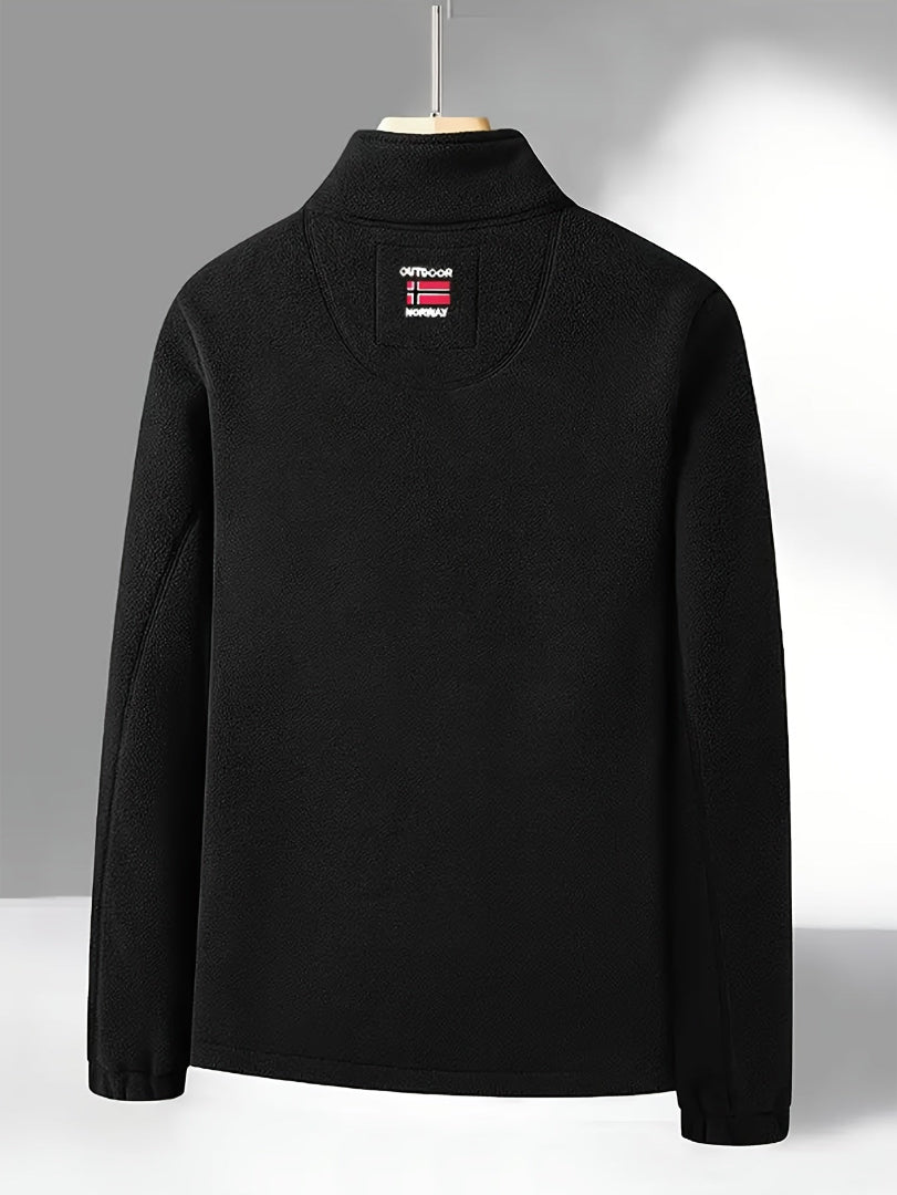 Men's Fleece Jacket - Full Zip Stand Collar Outdoor Top