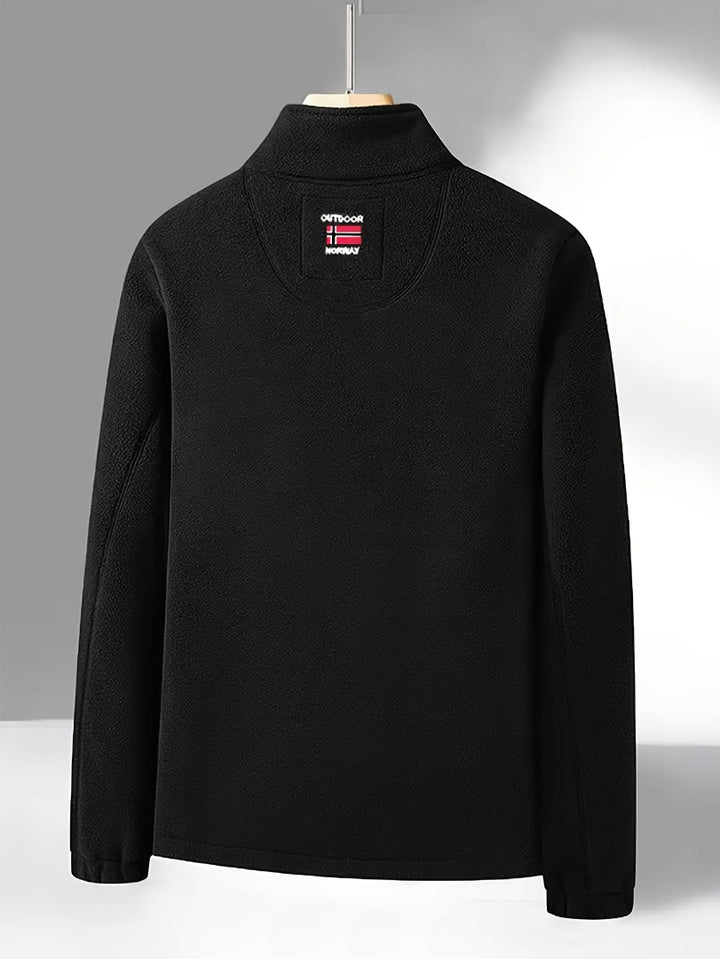 Men's Fleece Jacket - Full Zip Stand Collar Outdoor Top