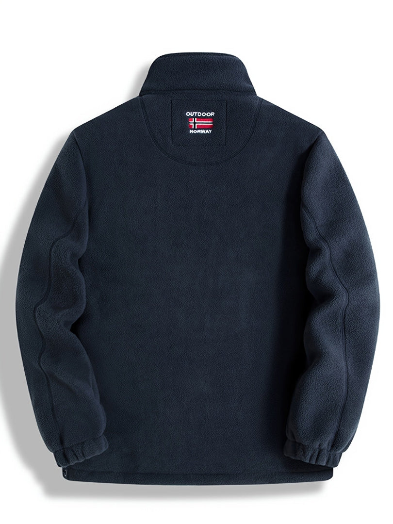 Men's Fleece Jacket - Full Zip Stand Collar Outdoor Top