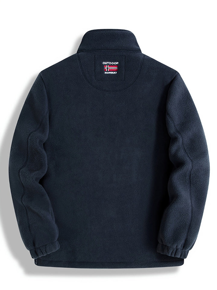 Men's Fleece Jacket - Full Zip Stand Collar Outdoor Top