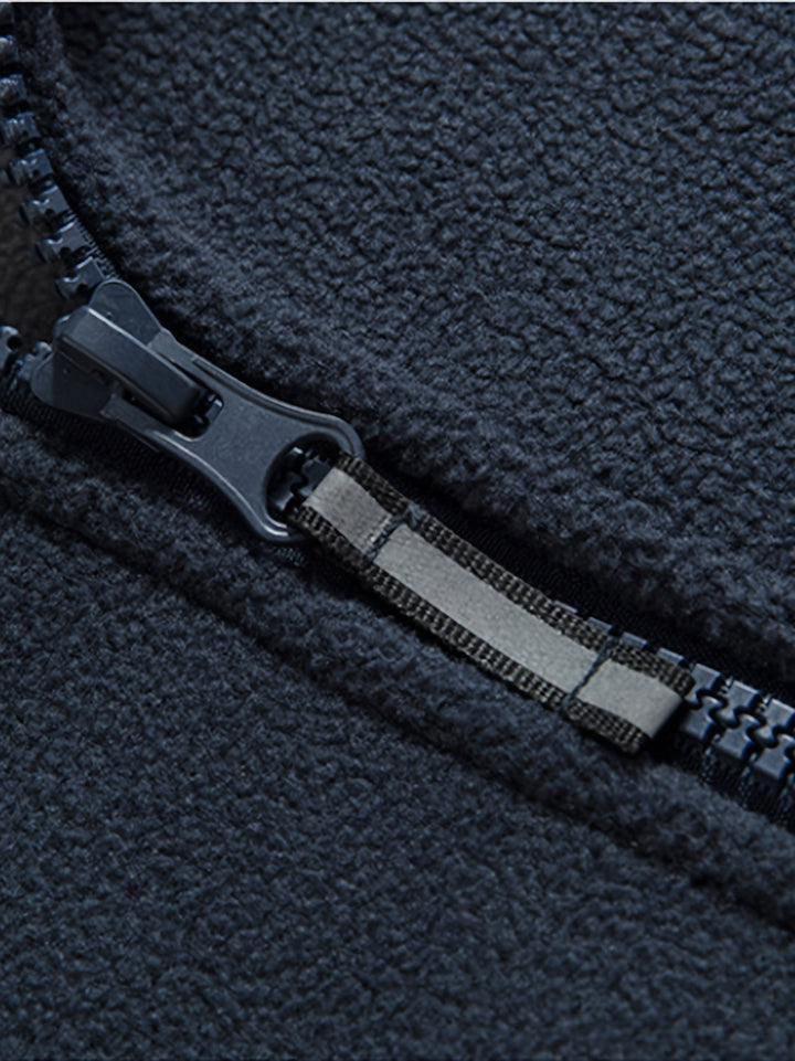 Men's Fleece Jacket - Full Zip Stand Collar Outdoor Top
