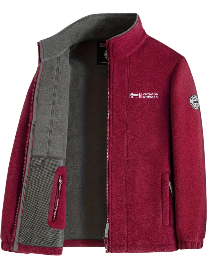 Men's Fleece Jacket - Full Zip Stand Collar Outdoor Top