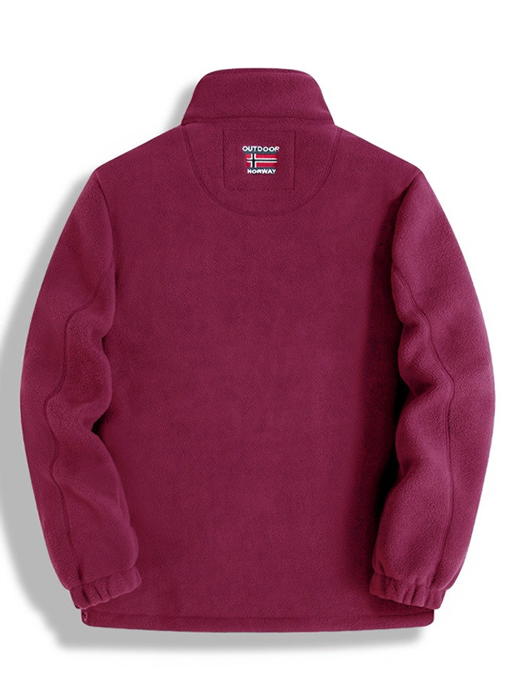 Men's Fleece Jacket - Full Zip Stand Collar Outdoor Top