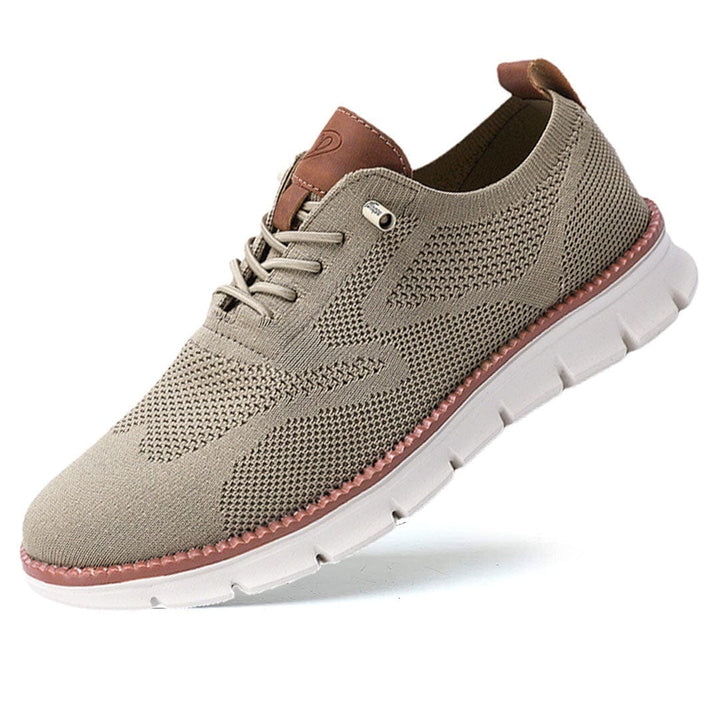 Men's Knit Lace-Up Sneakers - Low Top Contrast Trim Textured Sole