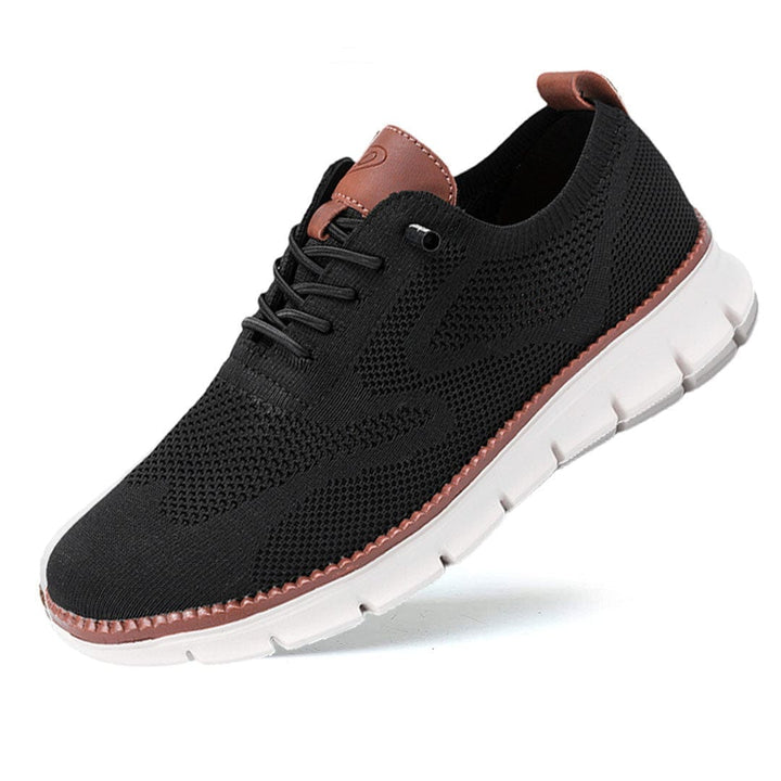 Men's Knit Lace-Up Sneakers - Low Top Contrast Trim Textured Sole