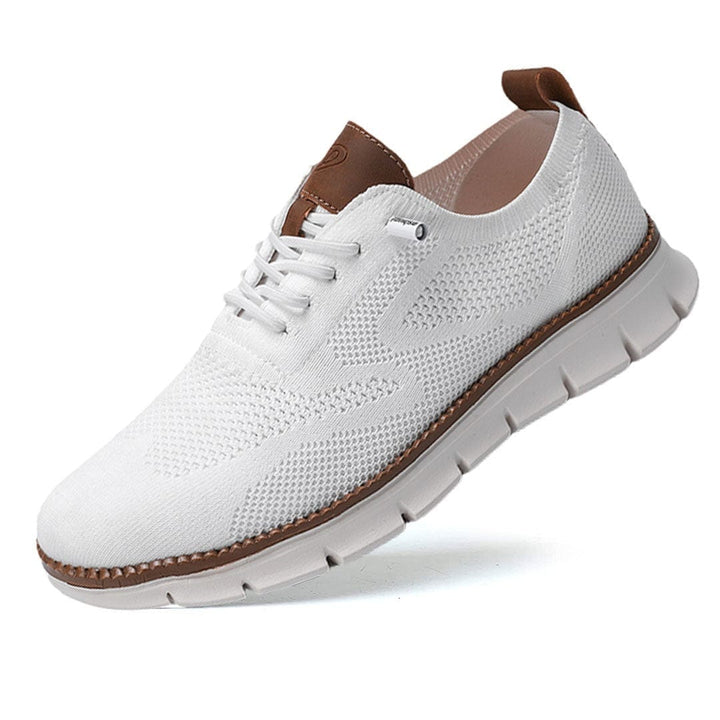 Men's Knit Lace-Up Sneakers - Low Top Contrast Trim Textured Sole