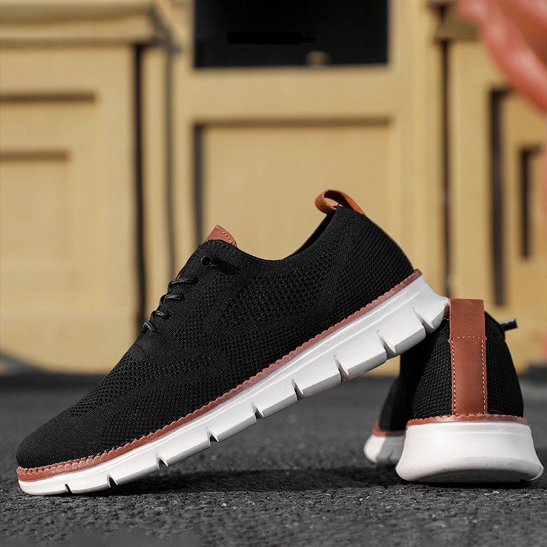 Men's Knit Lace-Up Sneakers - Low Top Contrast Trim Textured Sole