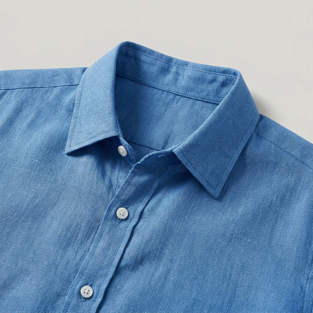 Men's Linen-Look Popover Shirt - Long Sleeve Half Button Placket
