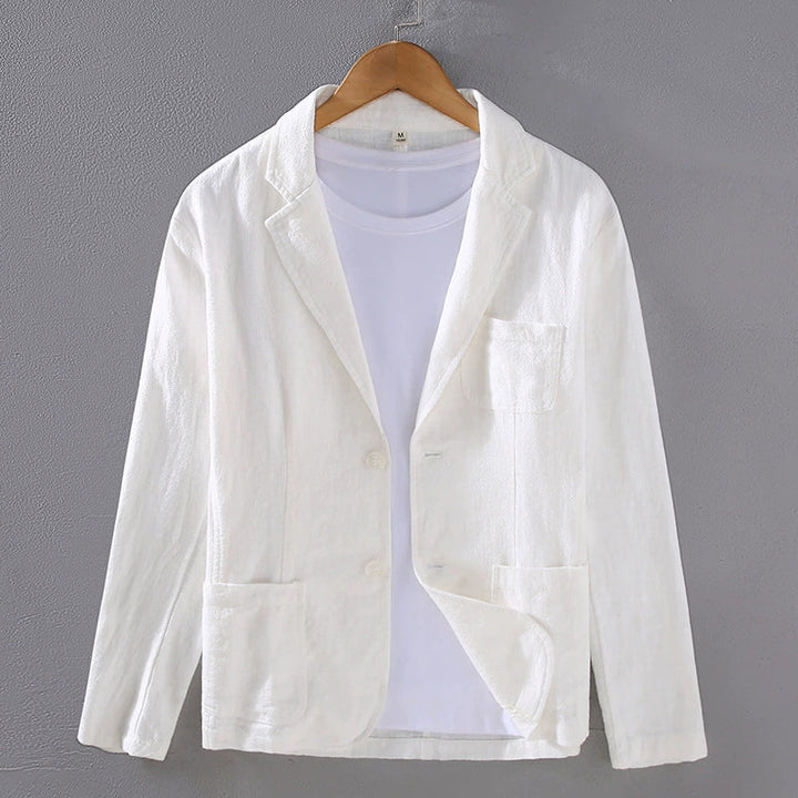 Men's Linen Blazer - Notch Lapel Single Breasted Patch Pocket