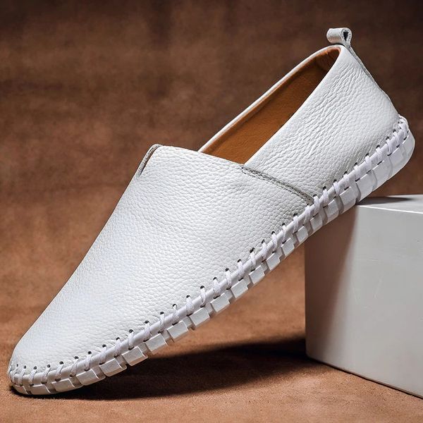 Men's Loafers - Slip On Leather Moccasin Stitch