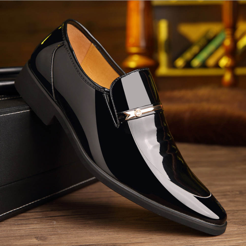 Men's Loafers - Slip On Patent Finish Pointed Toe