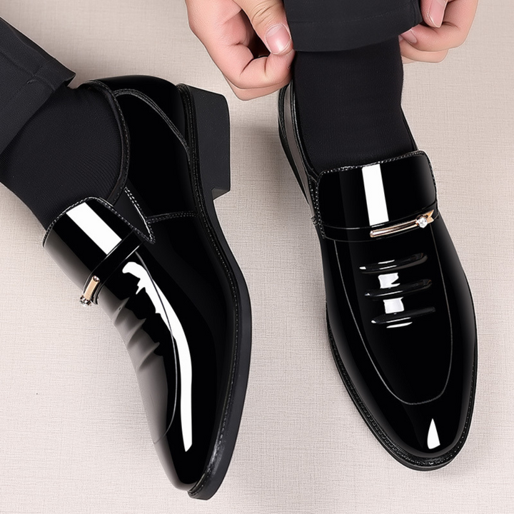 Men's Loafers - Slip On Patent Finish Pointed Toe