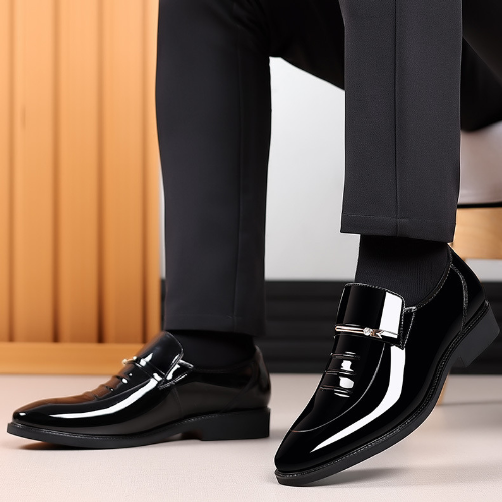 Men's Loafers - Slip On Patent Finish Pointed Toe