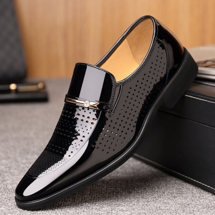 Men's Loafers - Slip On Patent Finish Pointed Toe