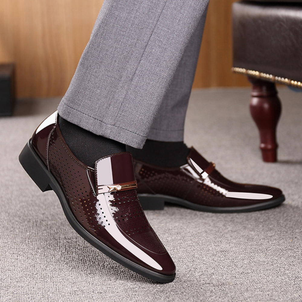 Men's Loafers - Slip On Patent Finish Pointed Toe